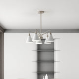 Modern Cono Multi Head Asymmetric Pendant Light Sand Nickel Cone Chandelier