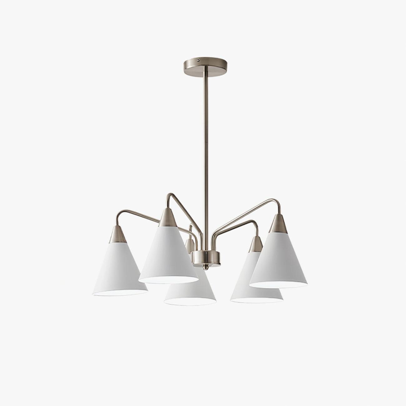 Modern Cono Multi Head Asymmetric Pendant Light Sand Nickel Cone Chandelier