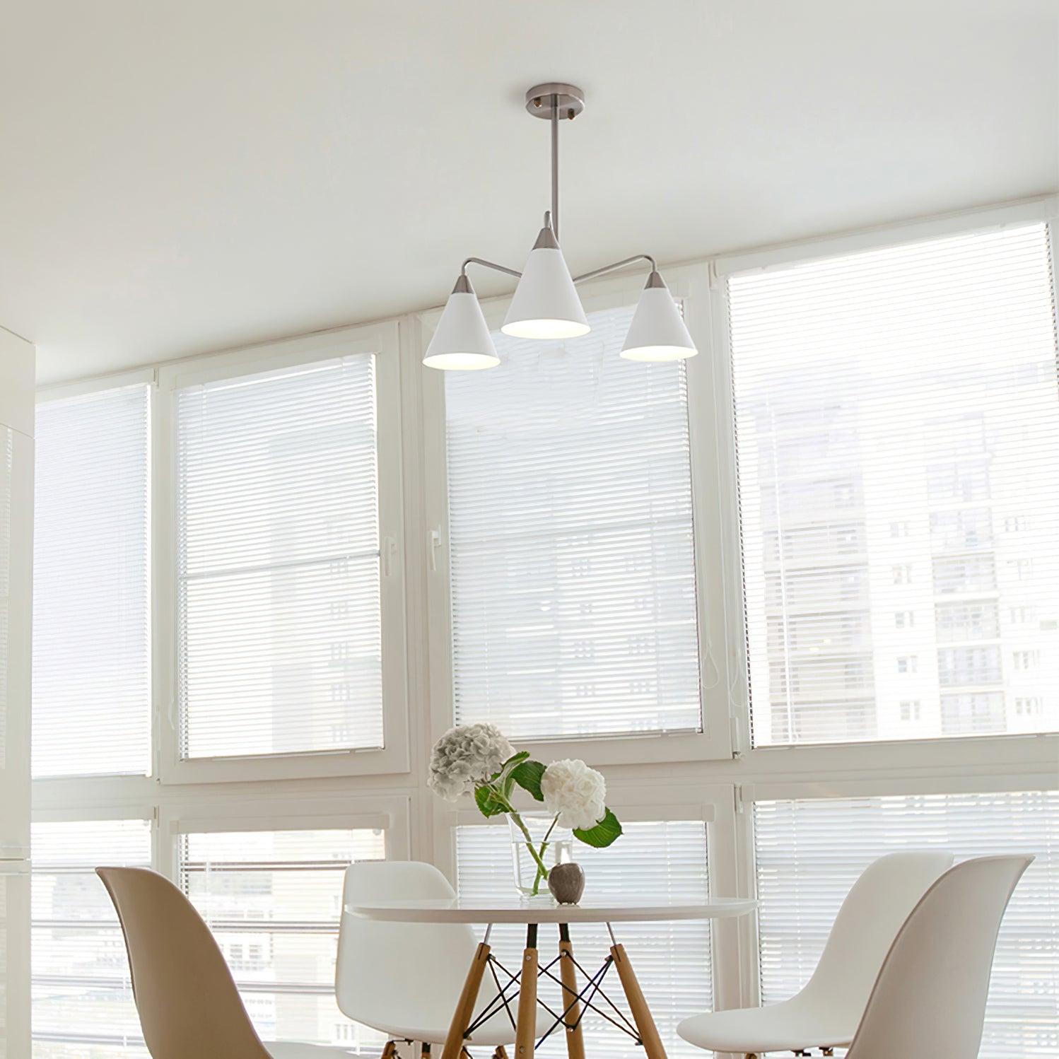 Modern Cono Multi Head Asymmetric Pendant Light Sand Nickel Cone Chandelier