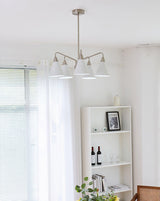 Modern Cono Multi Head Asymmetric Pendant Light Sand Nickel Cone Chandelier