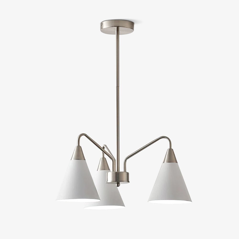 Modern Cono Multi Head Asymmetric Pendant Light Sand Nickel Cone Chandelier