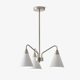 Modern Cono Multi Head Asymmetric Pendant Light Sand Nickel Cone Chandelier