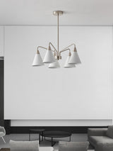 Modern Cono Multi Head Asymmetric Pendant Light Sand Nickel Cone Chandelier