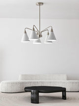 Modern Cono Multi Head Asymmetric Pendant Light Sand Nickel Cone Chandelier
