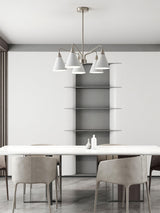 Modern Cono Multi Head Asymmetric Pendant Light Sand Nickel Cone Chandelier