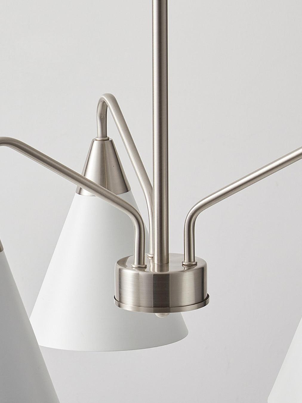 Modern Cono Multi Head Asymmetric Pendant Light Sand Nickel Cone Chandelier