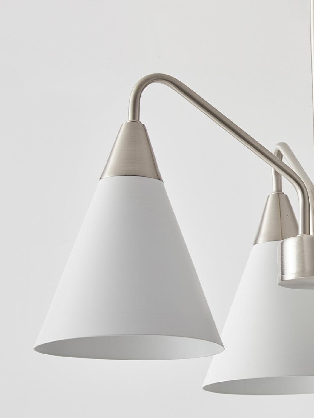Modern Cono Multi Head Asymmetric Pendant Light Sand Nickel Cone Chandelier