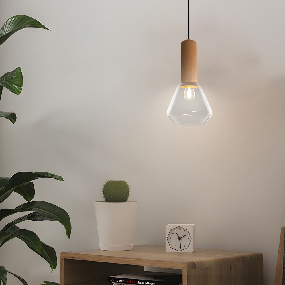 Modern Copper and Cork Glass Pendant Light with Diamond Jar Shade for Dining Room and Bar
