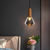 Modern Copper and Cork Glass Pendant Light with Diamond Jar Shade for Dining Room and Bar