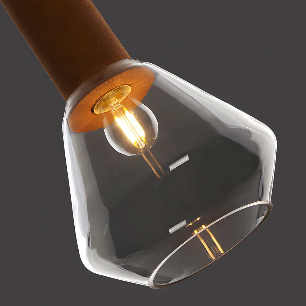 Modern Copper and Cork Glass Pendant Light with Diamond Jar Shade for Dining Room and Bar