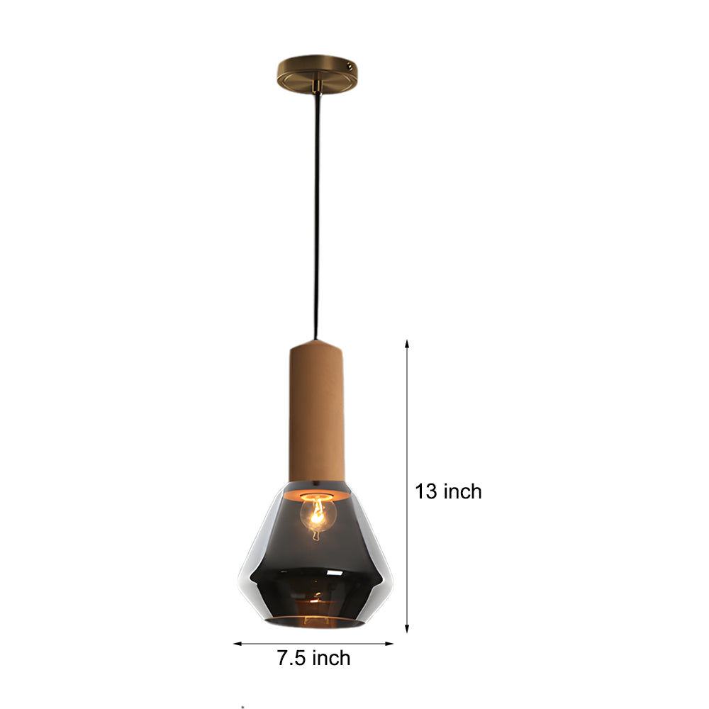Modern Copper and Cork Glass Pendant Light with Diamond Jar Shade for Dining Room and Bar