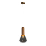 Modern Copper and Cork Glass Pendant Light with Diamond Jar Shade for Dining Room and Bar