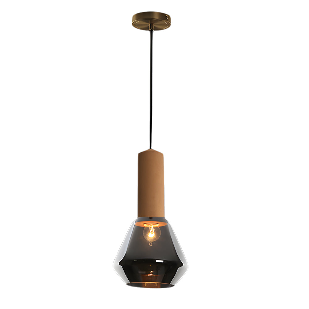 Modern Copper and Cork Glass Pendant Light with Diamond Jar Shade for Dining Room and Bar