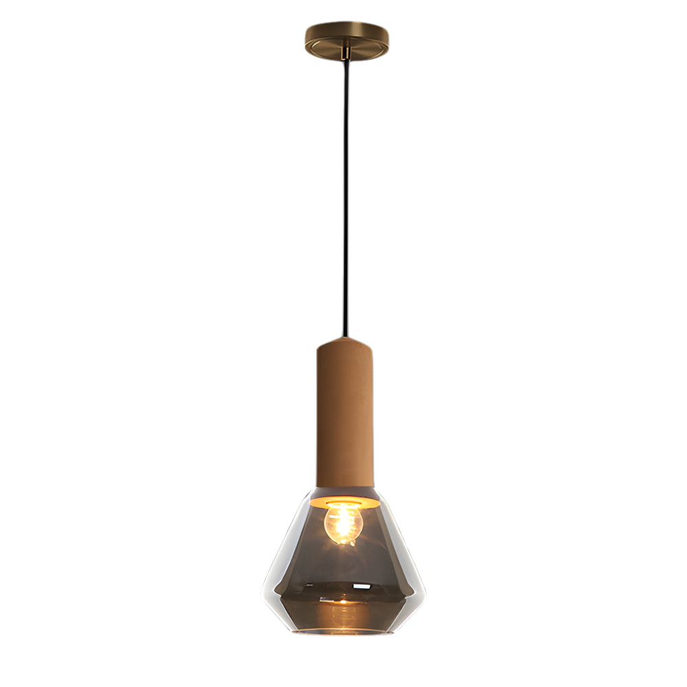 Modern Copper and Cork Glass Pendant Light with Diamond Jar Shade for Dining Room and Bar