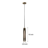 Modern Copper and Crystal Pendant Light with Long Tungsten Filament LED Bulb for Bedroom