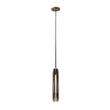Modern Copper and Crystal Pendant Light with Long Tungsten Filament LED Bulb for Bedroom