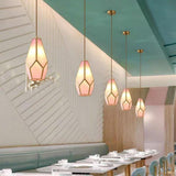 Modern Copper and Glass Geometric Pendant Light for Kitchen Island and Dining Room