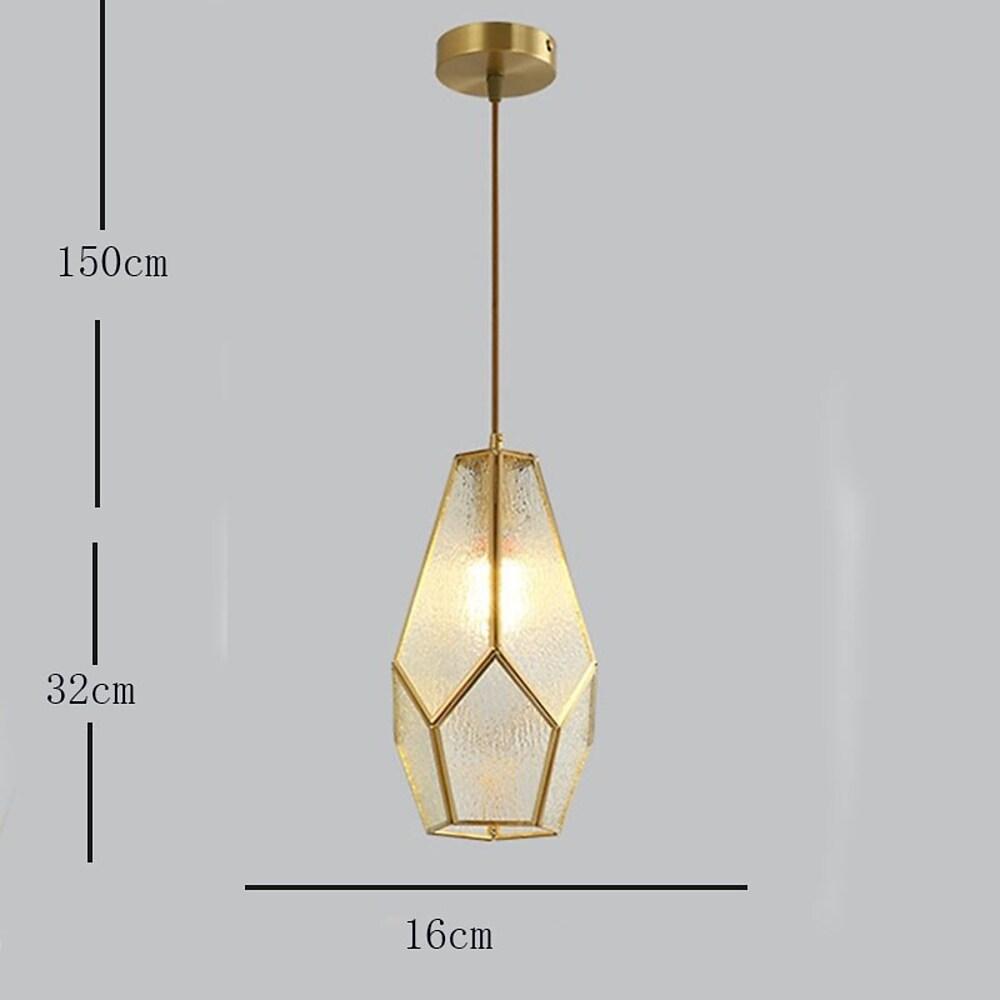 Modern Copper and Glass Geometric Pendant Light for Kitchen Island and Dining Room