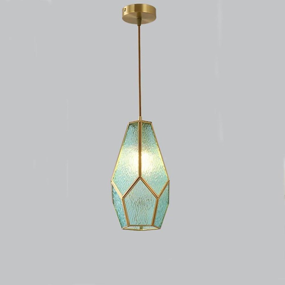 Modern Copper and Glass Geometric Pendant Light for Kitchen Island and Dining Room