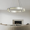 Modern Copper and Glass LED Chandelier Nordic Stepless Dimming Ring and Strip Pendant Light