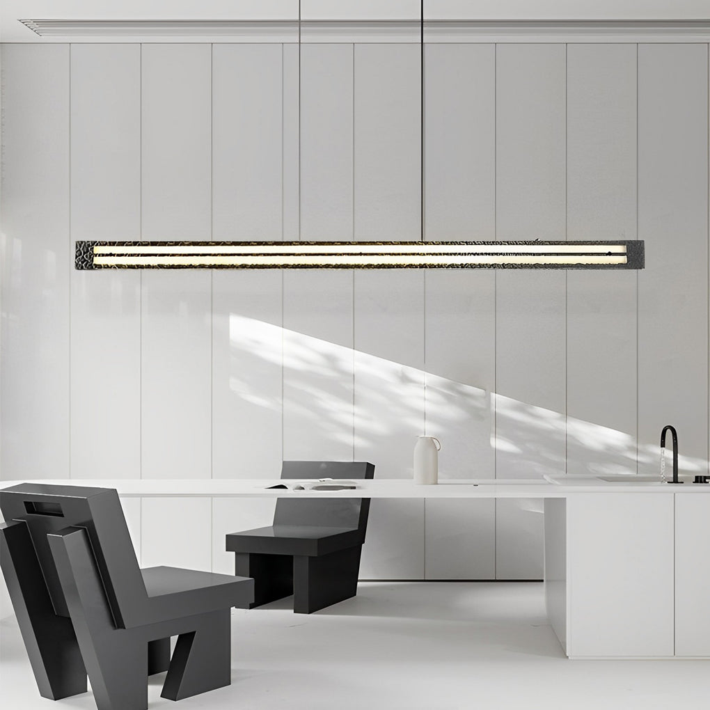 Modern Copper and Glass LED Chandelier Nordic Stepless Dimming Ring and Strip Pendant Light