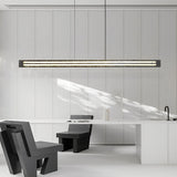 Modern Copper and Glass LED Chandelier Nordic Stepless Dimming Ring and Strip Pendant Light