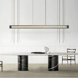 Modern Copper and Glass LED Chandelier Nordic Stepless Dimming Ring and Strip Pendant Light