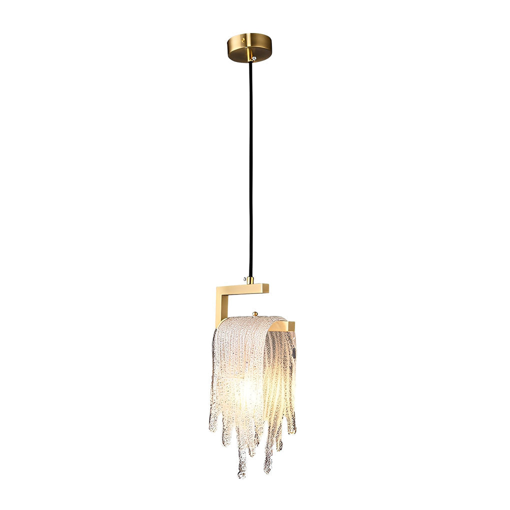 Modern Copper and Handmade Glass LED Pendant Light for Bedroom and Dining Room