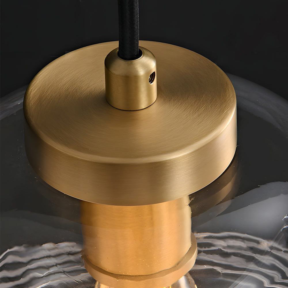 Modern Copper and Ribbed Glass Pendant Light with Adjustable Cord and Three Step Dimming Feature