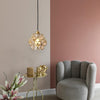 Modern Copper Crystal Flower Pendant Light Globe Hanging Lamp for Kitchen Island