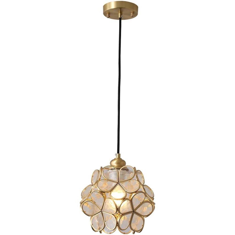 Modern Copper Crystal Flower Pendant Light Globe Hanging Lamp for Kitchen Island