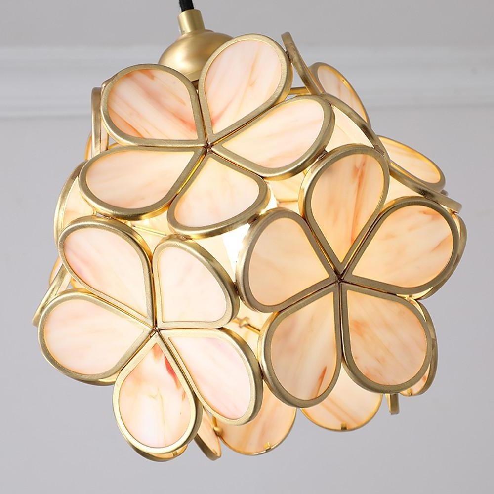 Modern Copper Crystal Flower Pendant Light Globe Hanging Lamp for Kitchen Island