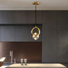 Modern Copper Crystal LED Pendant Light Round Hanging Ceiling Lamp for Bar and Dining Room