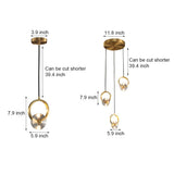 Modern Copper Crystal LED Pendant Light Round Hanging Ceiling Lamp for Bar and Dining Room