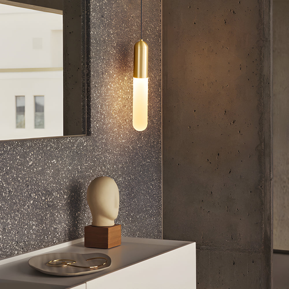 Modern Copper Cylinder Pendant Light with 3 Step Dimming and Adjustable Cord