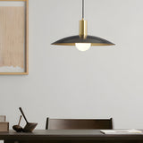 Modern Copper Flared Pendant Light with Milk Glass Shade for Dining Room Bedroom