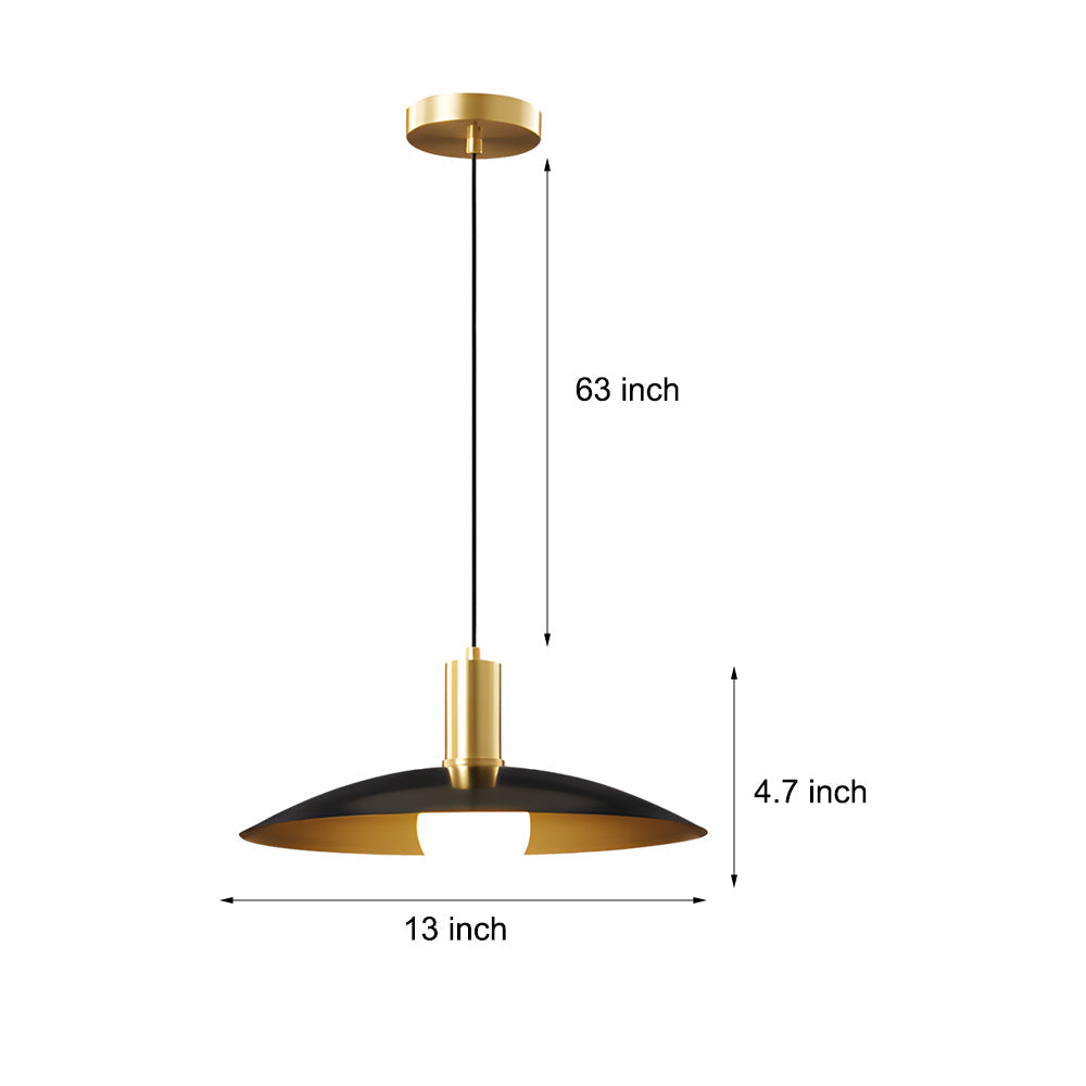 Modern Copper Flared Pendant Light with Milk Glass Shade for Dining Room Bedroom