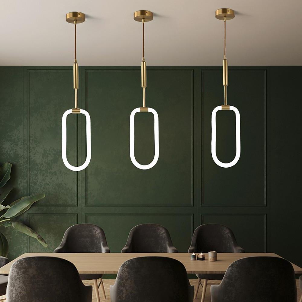 Modern Copper LED Pendant Light Nordic Style Gold Hanging Fixture for Kitchen Island and Dining Room