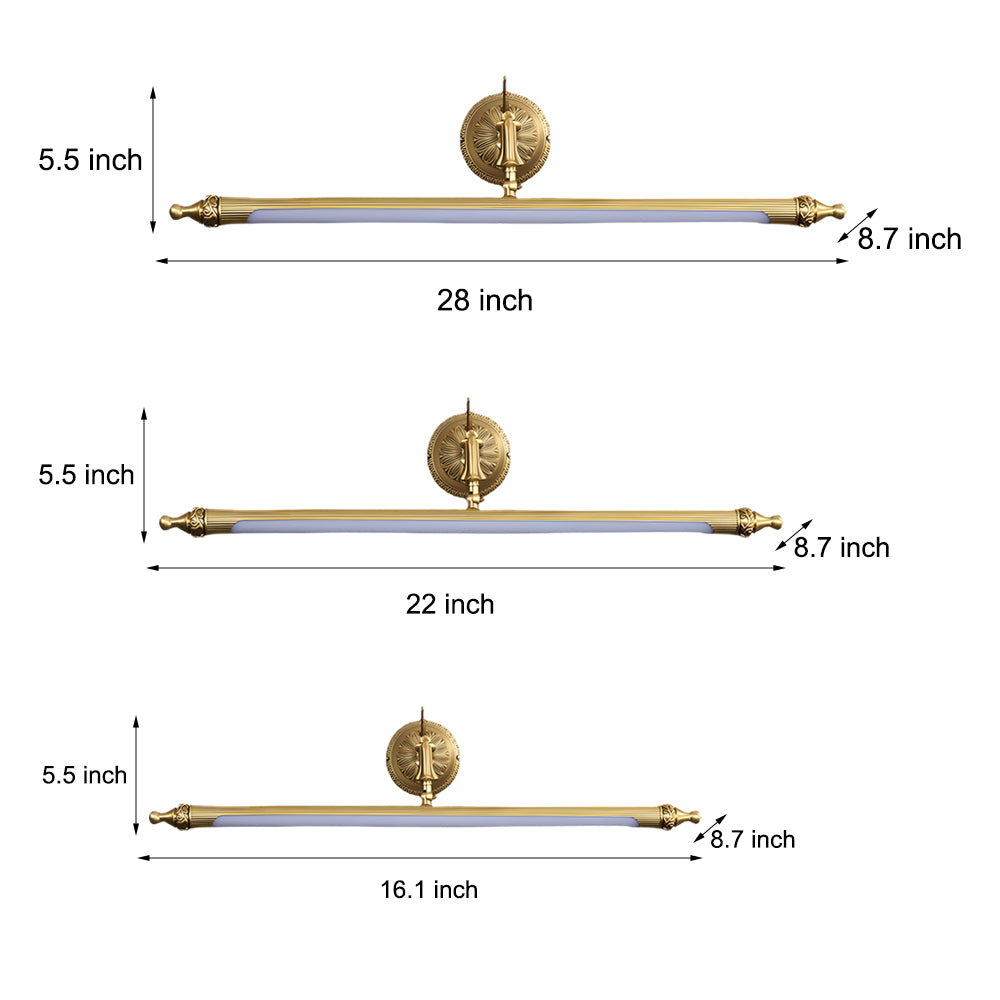 Modern Copper LED Vanity Light 180 Degree Rotatable Bathroom Mirror Lamp with 3 Color Modes