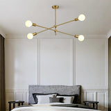 Modern Copper Sputnik Chandelier 4 Light Nordic Ceiling Fixture for Bedroom and Living Room