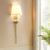 Modern Copper Wall Sconce 1 Light Indoor Fixture with White Fabric Shade 26 Inch Height