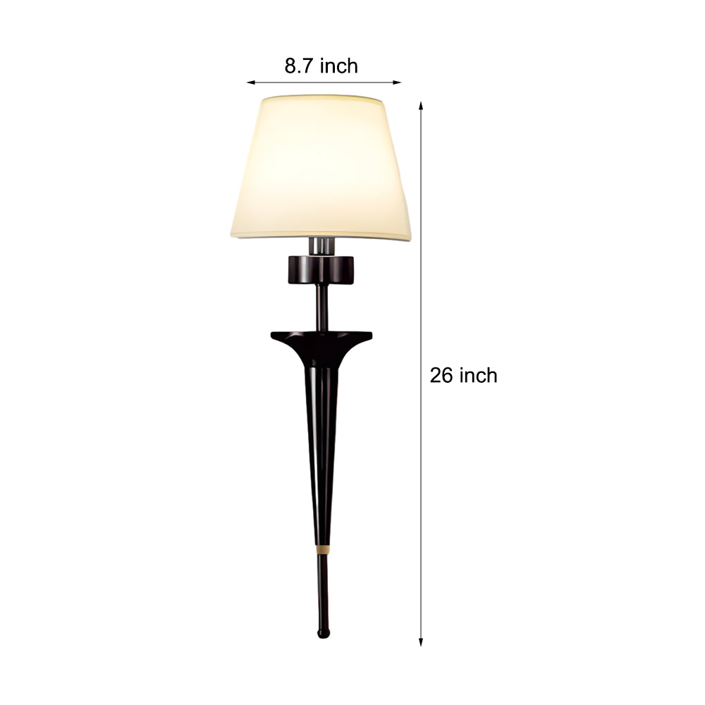 Modern Copper Wall Sconce 1 Light Indoor Fixture with White Fabric Shade 26 Inch Height