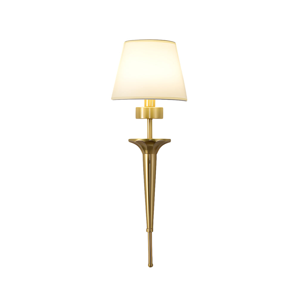 Modern Copper Wall Sconce 1 Light Indoor Fixture with White Fabric Shade 26 Inch Height