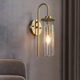Modern Copper Wall Sconce with Cracked Glass Shade Luxury Minimalist Brass Light