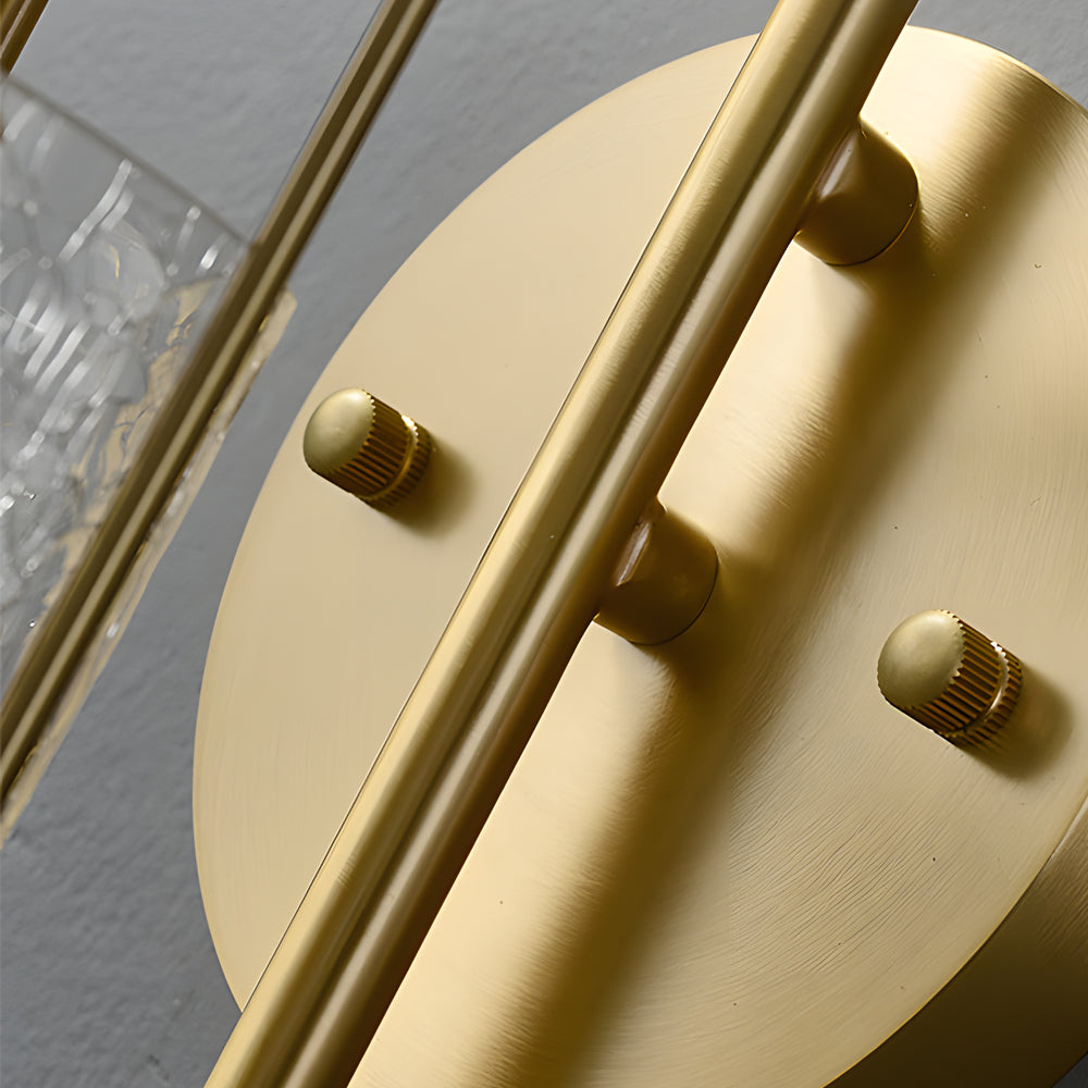 Modern Copper Wall Sconce with Cracked Glass Shade Luxury Minimalist Brass Light