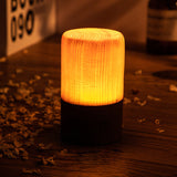 Modern Cordless Solid Wood Cube Table Lamp Rechargeable LED Accent Night Light for Living Room