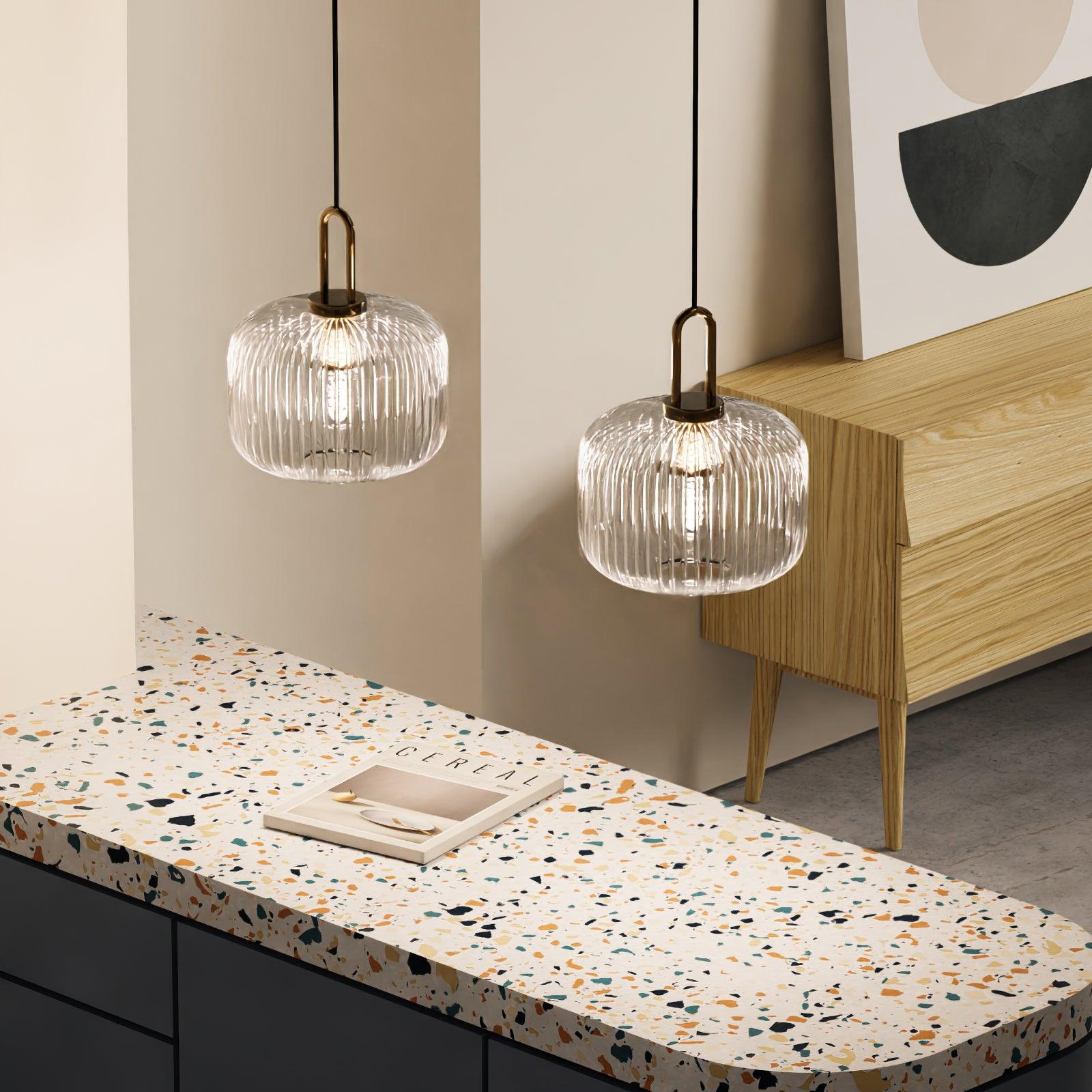 Modern Covent Handblown Glass Pendant Light Gold Metal Hanging Fixture for Kitchen and Dining Room