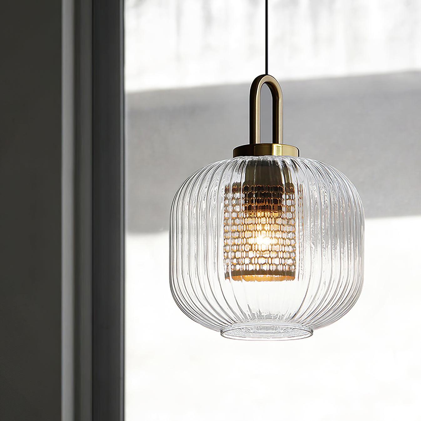 Modern Covent Handblown Glass Pendant Light Gold Metal Hanging Fixture for Kitchen and Dining Room