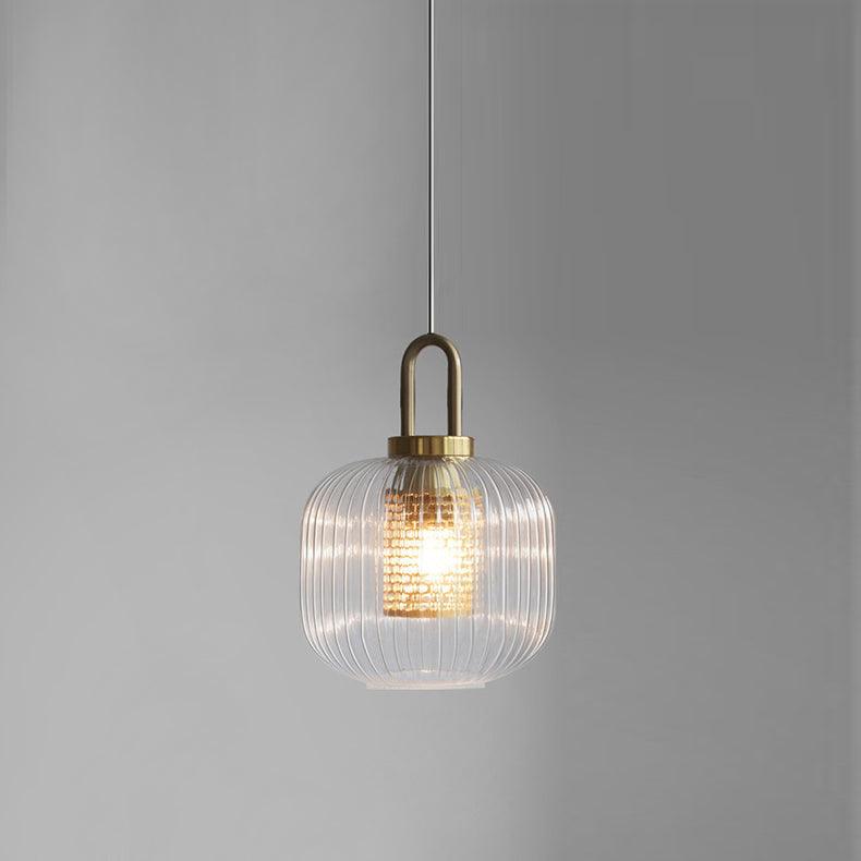 Modern Covent Handblown Glass Pendant Light Gold Metal Hanging Fixture for Kitchen and Dining Room