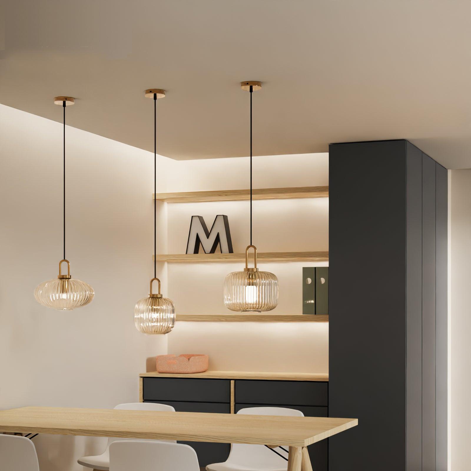 Modern Covent Handblown Glass Pendant Light Gold Metal Hanging Fixture for Kitchen and Dining Room